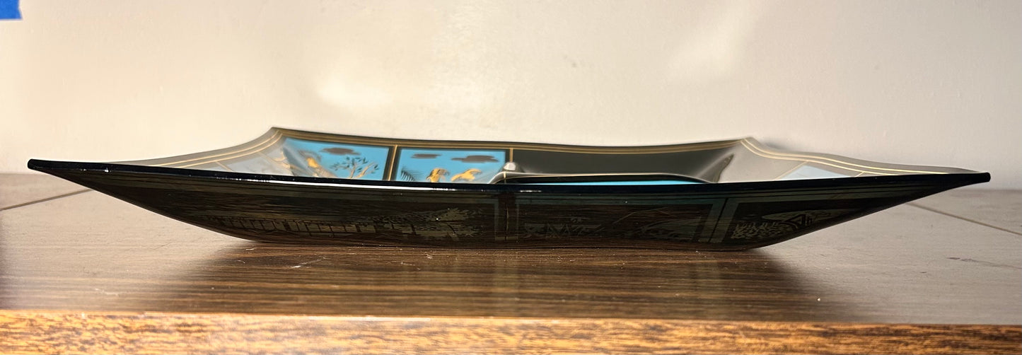 Vintage 1960’s Anheuser-Busch Busch Gardens Smoked Glass Souvenir Divided Snack Tray