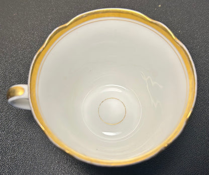 Late 19th Century French Rococo Revival T. REES. Old Paris Porcelain Gilded Floral/Vine Motifs Teacup and Saucer Set