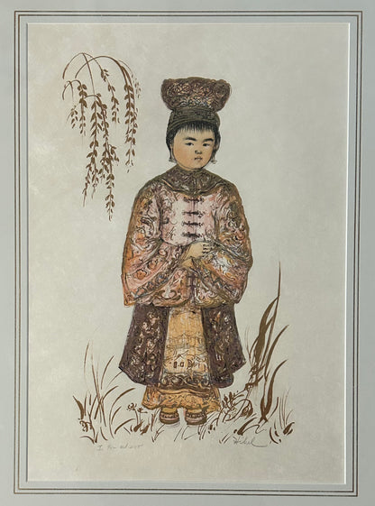 Edna Hibel - “Li Hong of Beijing” Signed Framed Limited Edition Lithograph Print (#1/42) (American) (20th Century)