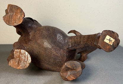 1920’s Chinese Young Herdsboy Riding Water Buffalo on Openwork Base Hand-Carved Rosewood Sculpture