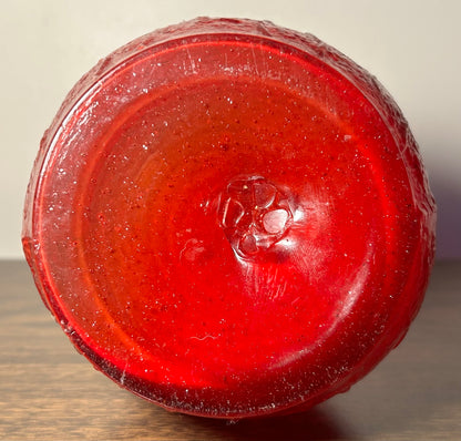 Vintage Contemporary Style Textured Confetti Red Art Glass Freeform Double Gourd Vase