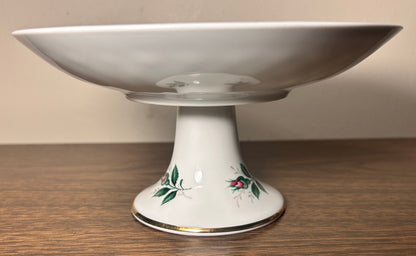 Vintage 1950’s German Schumann Arzberg Bavaria Porcelain Gilded Rose Flower Motifs Pedestal Cake Stand