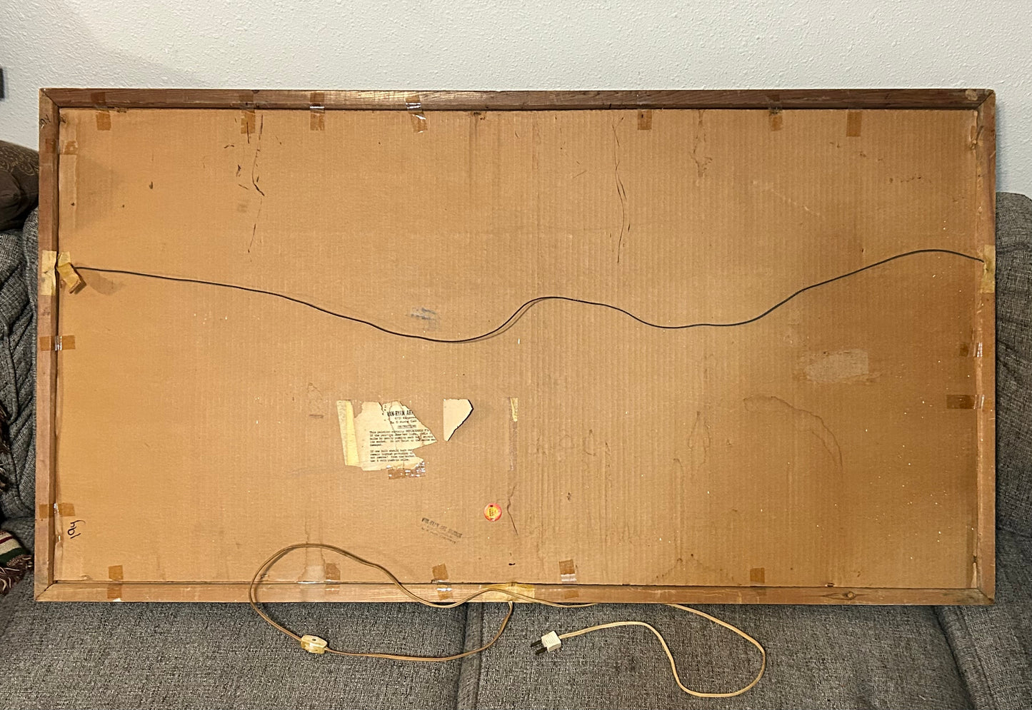 Vintage Mid 20th Century American Mid Century Modern Van-Ryan Art Studios Spanish Style Courtyard Framed Light Up Black Velvet Painting (California)