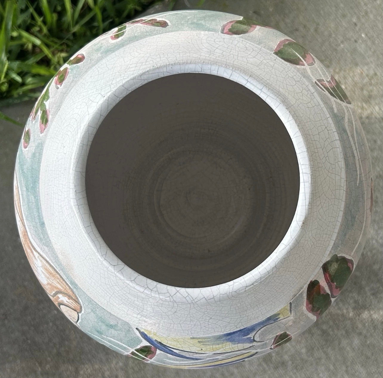 1992 Bruce and Tami Odell Studio Pottery Crackle Glazed Clay Mermaid and Fish Sea Life Motifs Baluster Vase