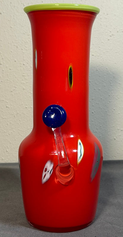 Vintage Studio Inferno Mitchell Gaudet Art Glass Postmodern Style Double-Handled Baluster Vase (New Orleans) (20th Century)