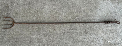 Late 19th Century American Primitive Wrought Iron Four-Prong Fireplace Toasting Fork