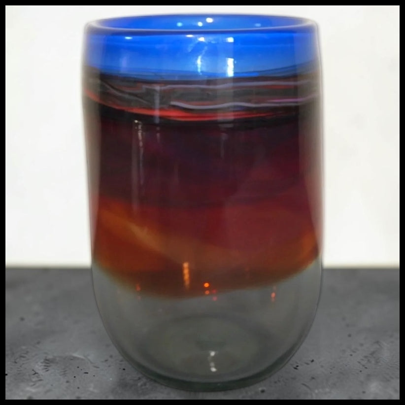 Amy Roberts Art Glass Contemporary Style Banded Color Swirl Vase (20th Century) (American)