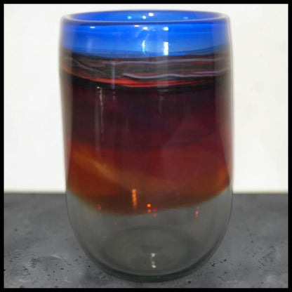 Amy Roberts Art Glass Contemporary Style Banded Color Swirl Vase (20th Century) (American)
