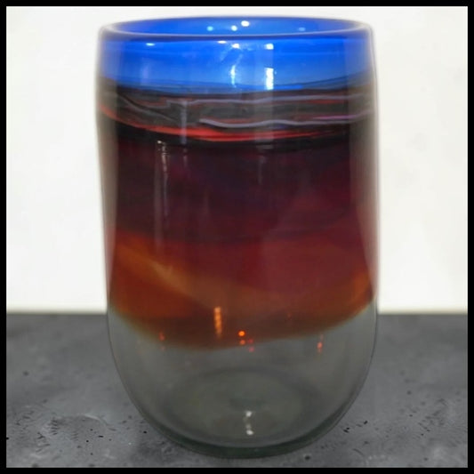 Amy Roberts Art Glass Contemporary Style Banded Color Swirl Vase (20th Century) (American)