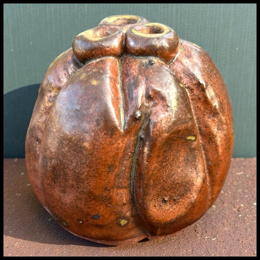 Vintage 1976 American Julie Larson Pottery Contemporary Style Weed Rock Pot Vessel