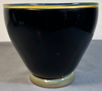 2010 Vella Vetro Studio Art Glass Contemporary Style Bowl with Fleur de Lis Medallion (New Orleans)