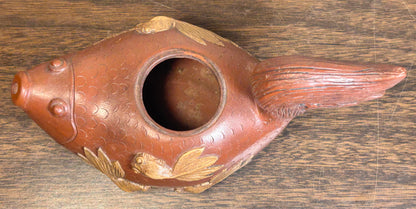 Vintage 1990’s Chinese Yixing Zisha Clay Koi Fish Form Teapot