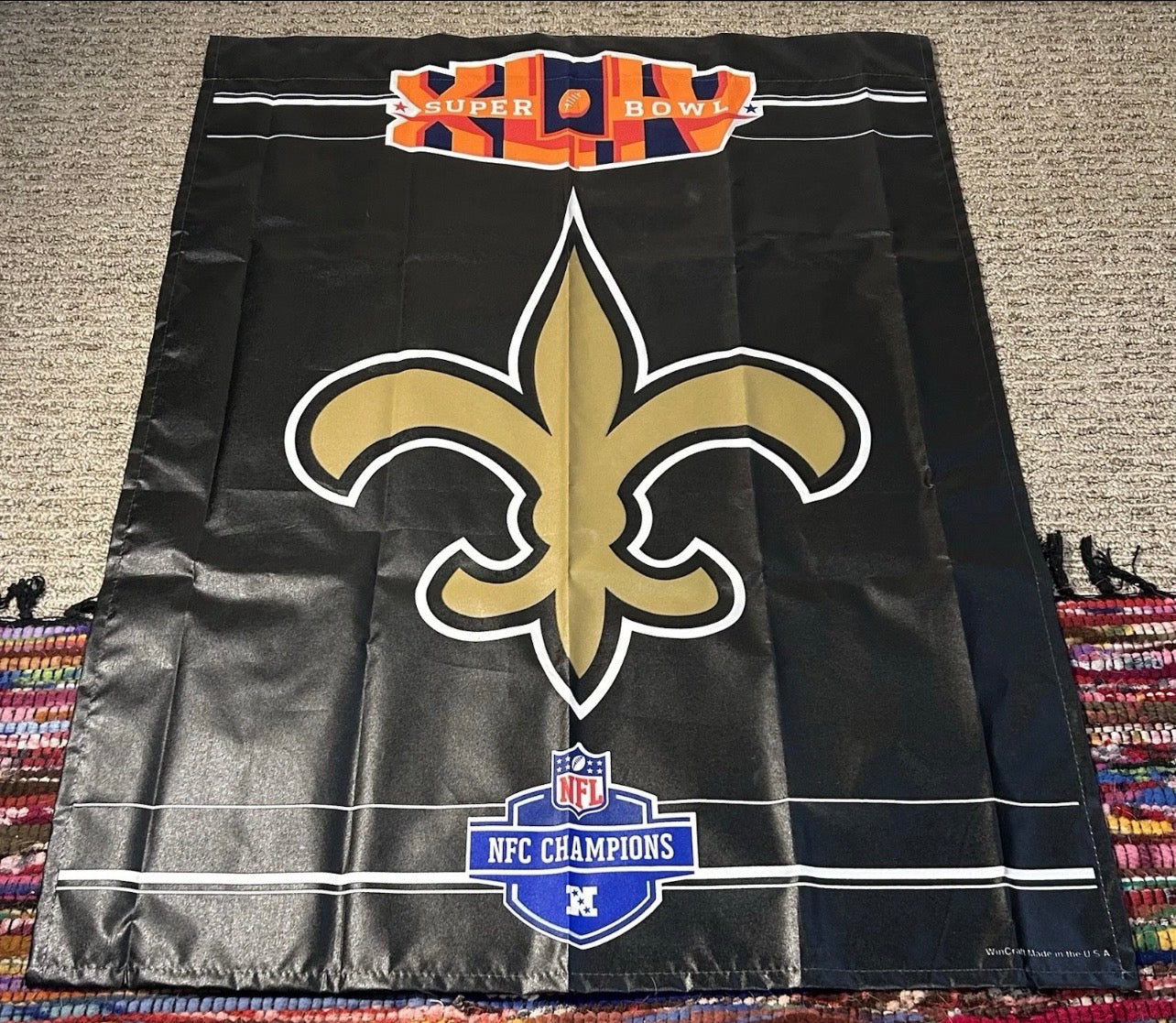 2010 New Orleans Saints Super Bowl XLIV NFC Champs Vinyl Banner Flag Made by WinCraft Sports