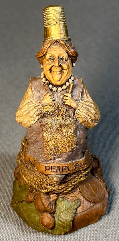 Vintage 1992 American Tom Clark Pearl Resin Thimble Gnome Figurine with Story Card