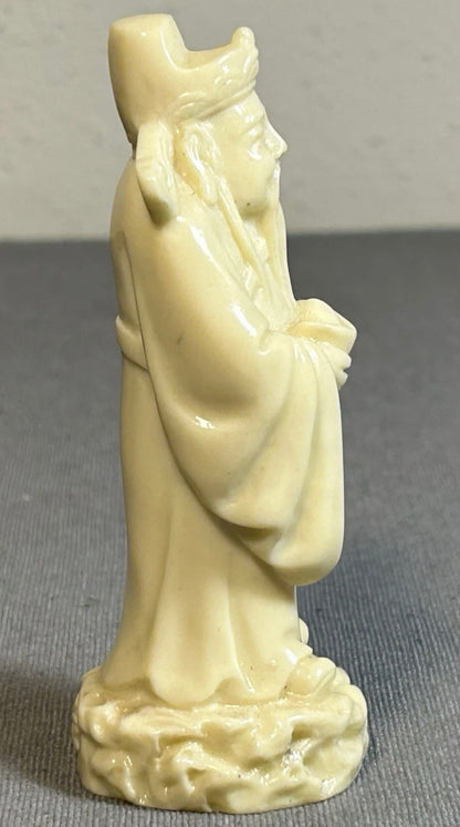 Vintage 1960’s Chinese Faux Ivory Resin Taoist God Lu Xing Figurine