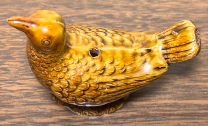 Mid 19th Century English Victorian Staffordshire Treacle Glazed Porcelain Bird Whistle