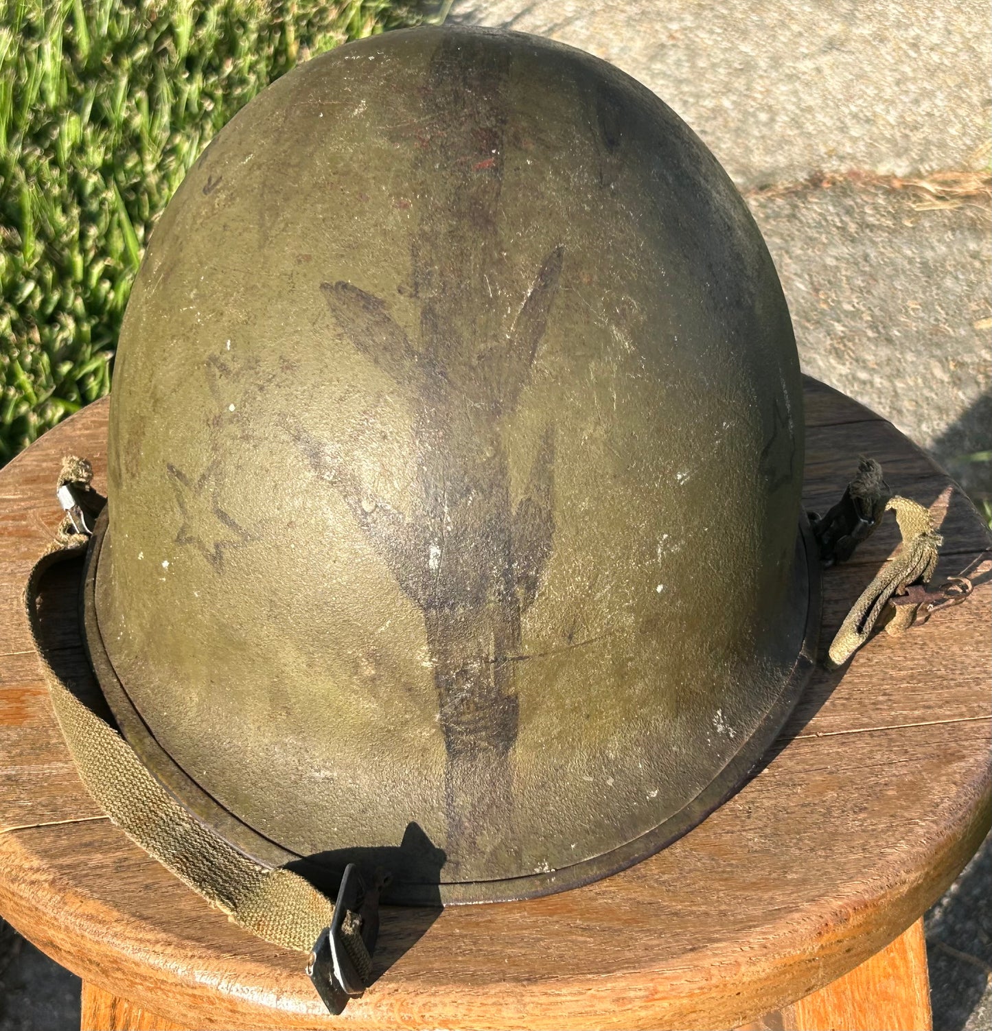Vintage Late 1960’s Vietnam War-Era United States M1 Steel Combat Helmet Trench Art