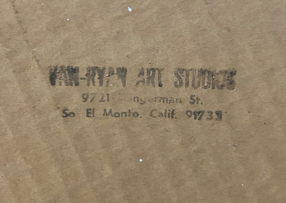 Vintage Mid 20th Century American Mid Century Modern Van-Ryan Art Studios Spanish Style Courtyard Framed Light Up Black Velvet Painting (California)