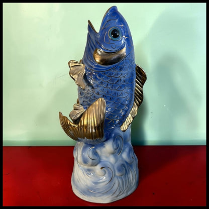 Vintage 1980’s Chinese Export Porcelain Figural Koi Fish Vase