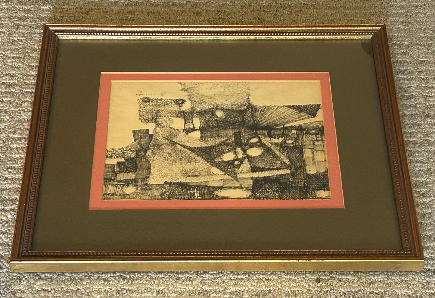 Vintage Francisco McBride - Untitled Framed Pen/Ink Drawing (1961) (New Orleans)