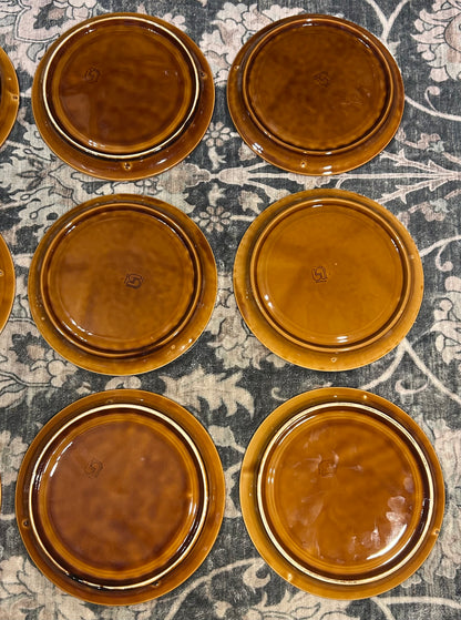 Set of 12 Vintage 1960’s French Sarreguemines Majolica Ceramic La Fondue Divided Plates