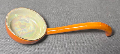 1920’s Japanese Art Deco Noritake Morimura Bros. Lustreware Porcelain Lotus Flower Form Leaf Motifs Footed Condiment/Sauce Bowl Three-Piece Set with Ladle and Underplate
