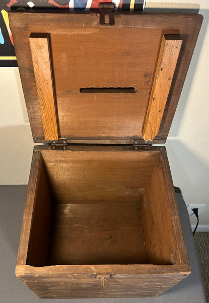 Late 19th Century American Primitive Pine Wood/Iron Latch Ballot Box