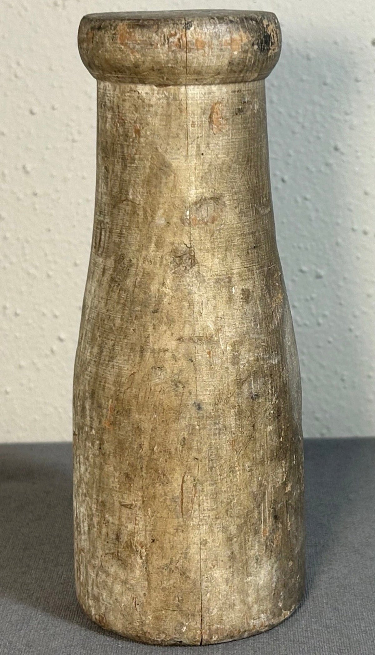 Early 20th Century American Primitive Wooden Carnival Weighted Gaffed Knock-Down Milk Bottle Target