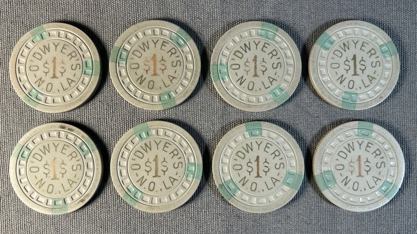 Vintage 1949-1951 American O’Dwyer’s Illegal Casino Gambling Club $1.00 Clay Poker Chip (New Orleans/Jefferson, Louisiana)