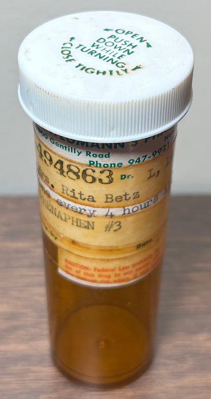 Vintage Mid 20th Century American Schwegmann’s Pharmacy Plastic Prescription Medicine Bottle