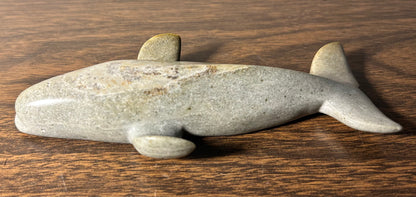 Vintage Canadian Inuit Soapstone Whale Carving by Annie Appaqaq (20th Century)