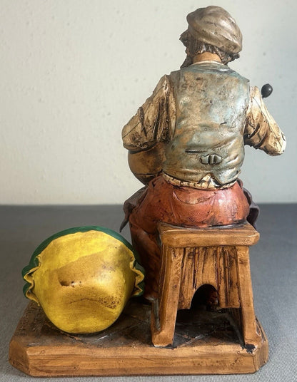 Vintage 1960’s Italian Ceramiche Navanzino Terracotta Man Repairing Pottery Figurine Made in Caltagirone, Sicily