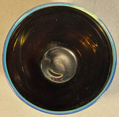 2010 Vella Vetro Studio Art Glass Contemporary Style Bowl with Fleur de Lis Medallion (New Orleans)