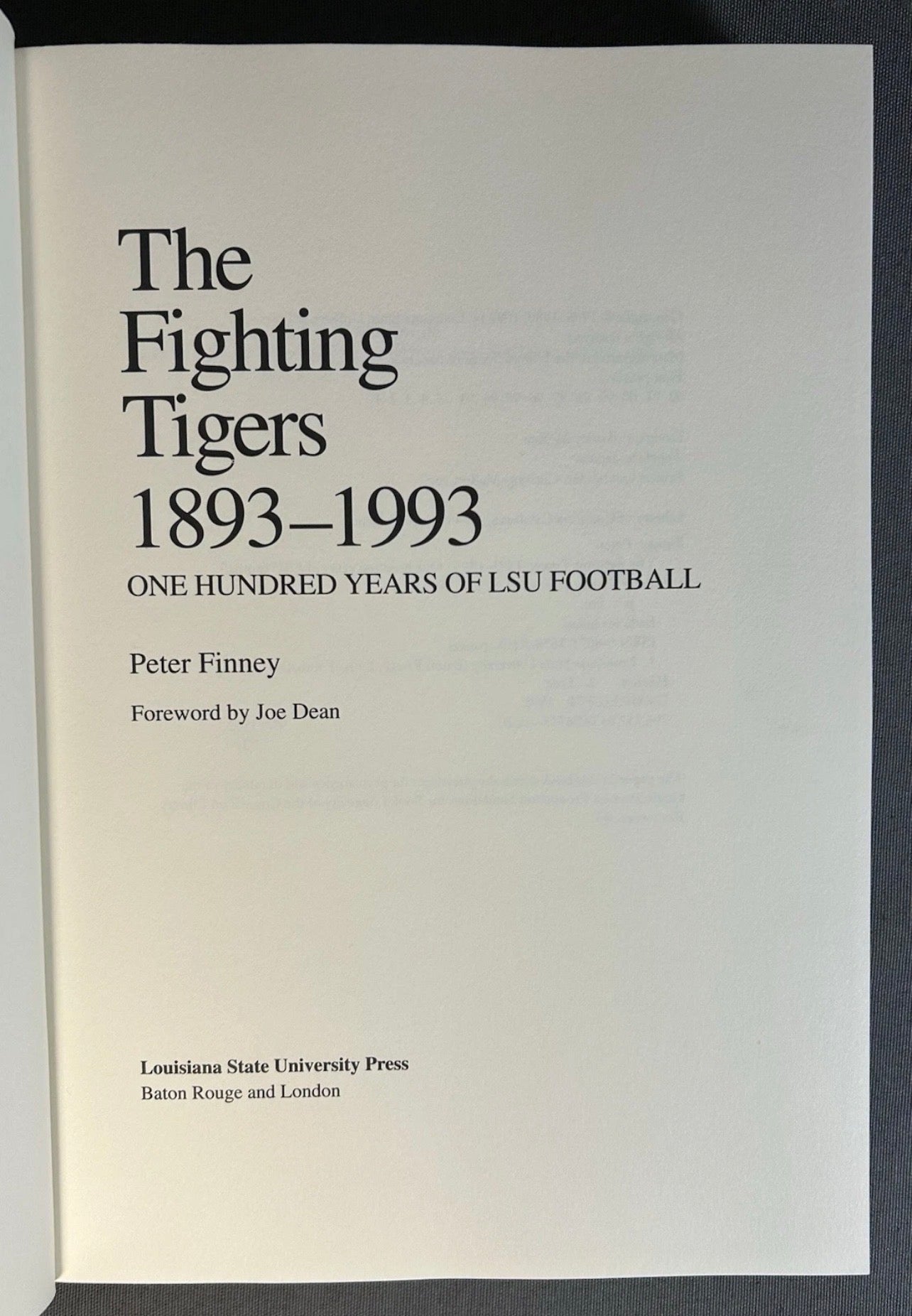 Vintage “The Fighting Tigers 1893-1993: One Hundred Years of LSU Football” by Peter Finney Hardcover Book (1993)