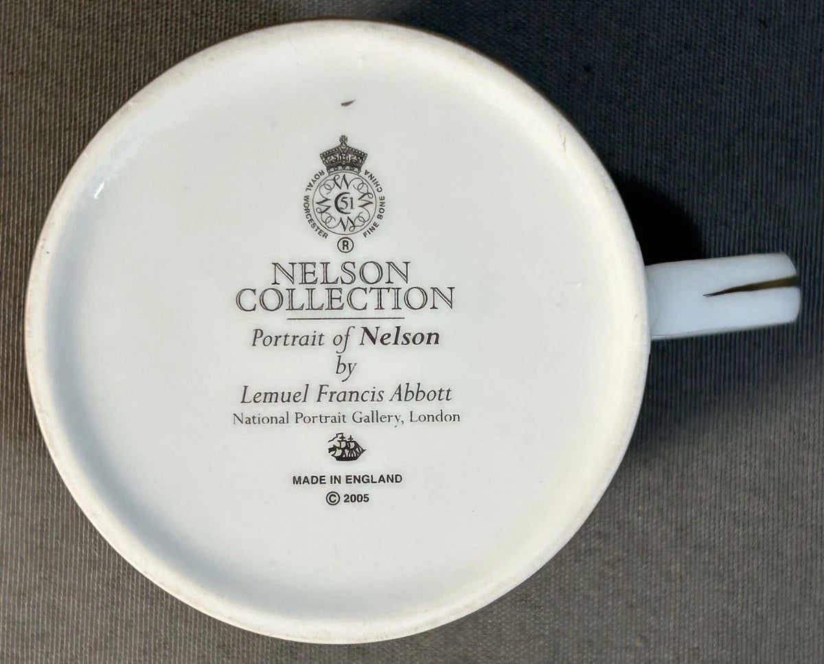 2005 English Royal Worcester Bone China Nelson Collection Vice-Admiral Horatio Nelson Portrait Mug