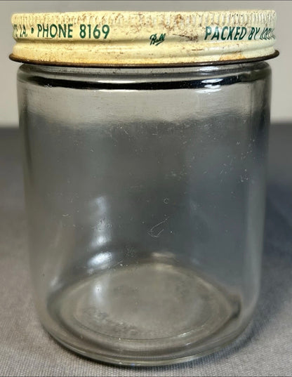 Vintage 1950’s American Joey’s Fresh Shucked Oysters Amite, Louisiana Glass/Metal Lid 12 Oz. Jar