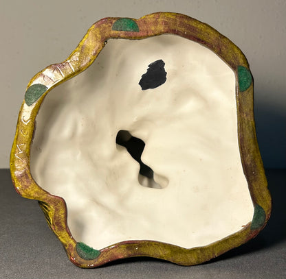 Vintage 1977 American Mid Century Modern Nude Lovers Kissing Olive Green Ceramic Sculpture