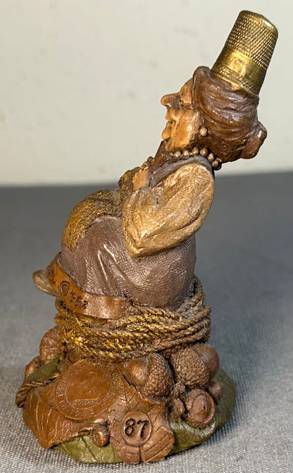 Vintage 1992 American Tom Clark Pearl Resin Thimble Gnome Figurine with Story Card