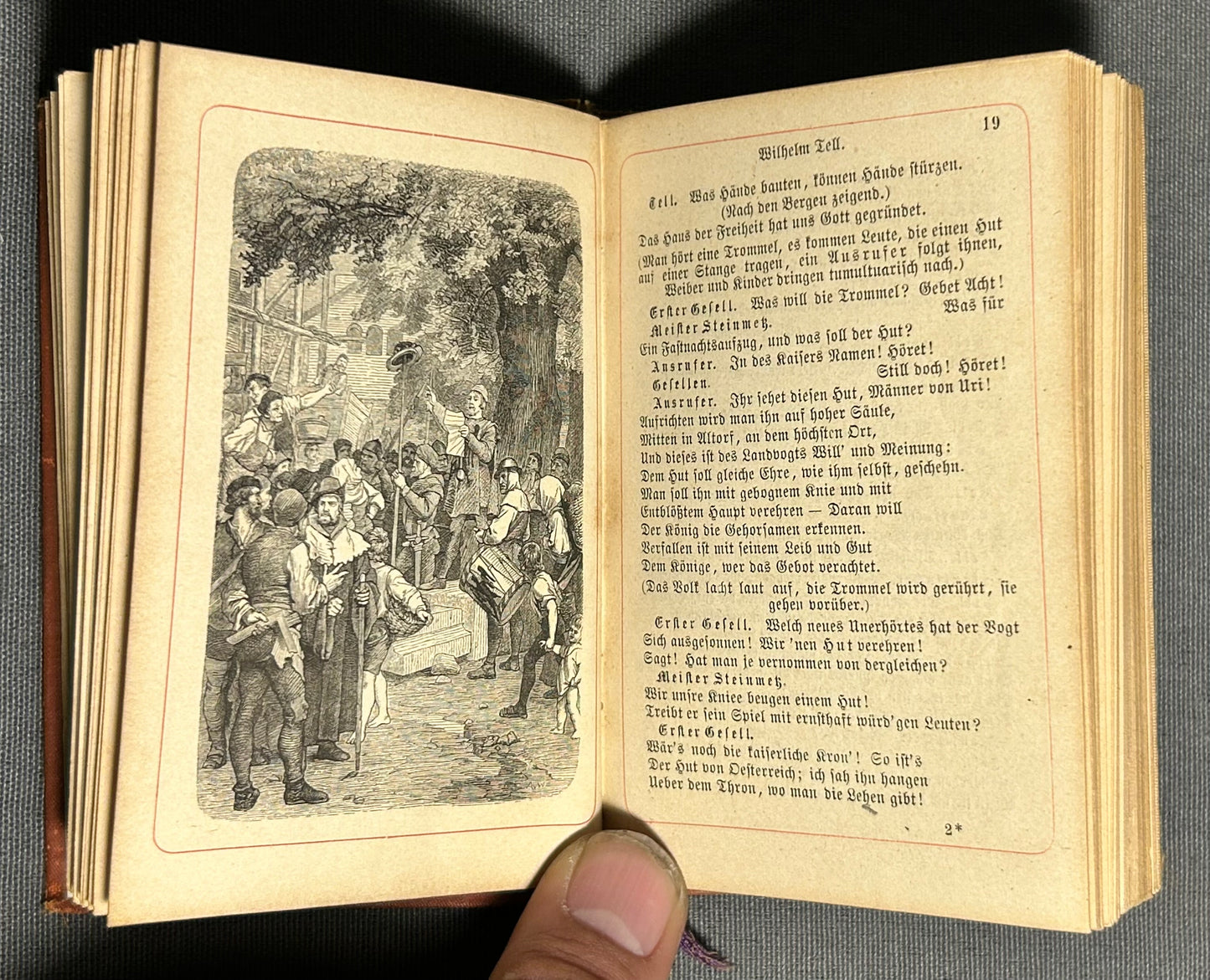 1873 “William Tell” by Schauspiel von Schiller Miniature Hardcover Book Printed in Berlin, Germany