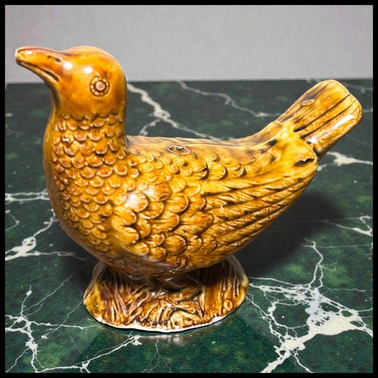 Mid 19th Century English Victorian Staffordshire Treacle Glazed Porcelain Bird Whistle