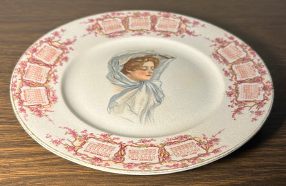 1909 American KT&K Ramona Semi-Vitreous Porcelain D.H. Holmes Woman Portrait Calendar Plate