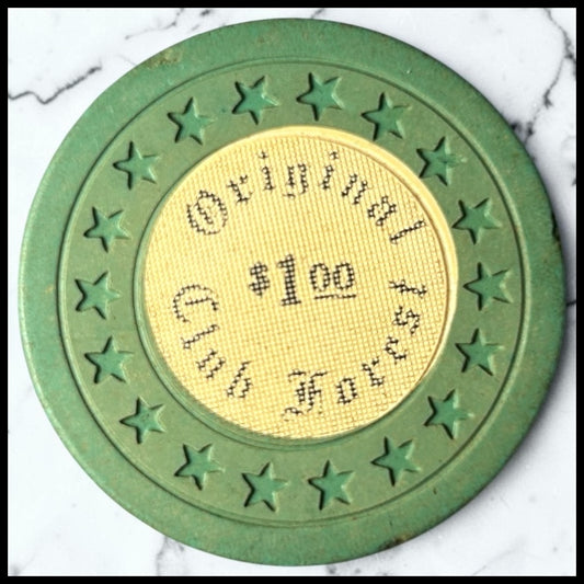Vintage 1944-1951 American Original Club Forest Illegal Casino Gambling Club $1.00 Clay Poker Chip (New Orleans/Jefferson, Louisiana)
