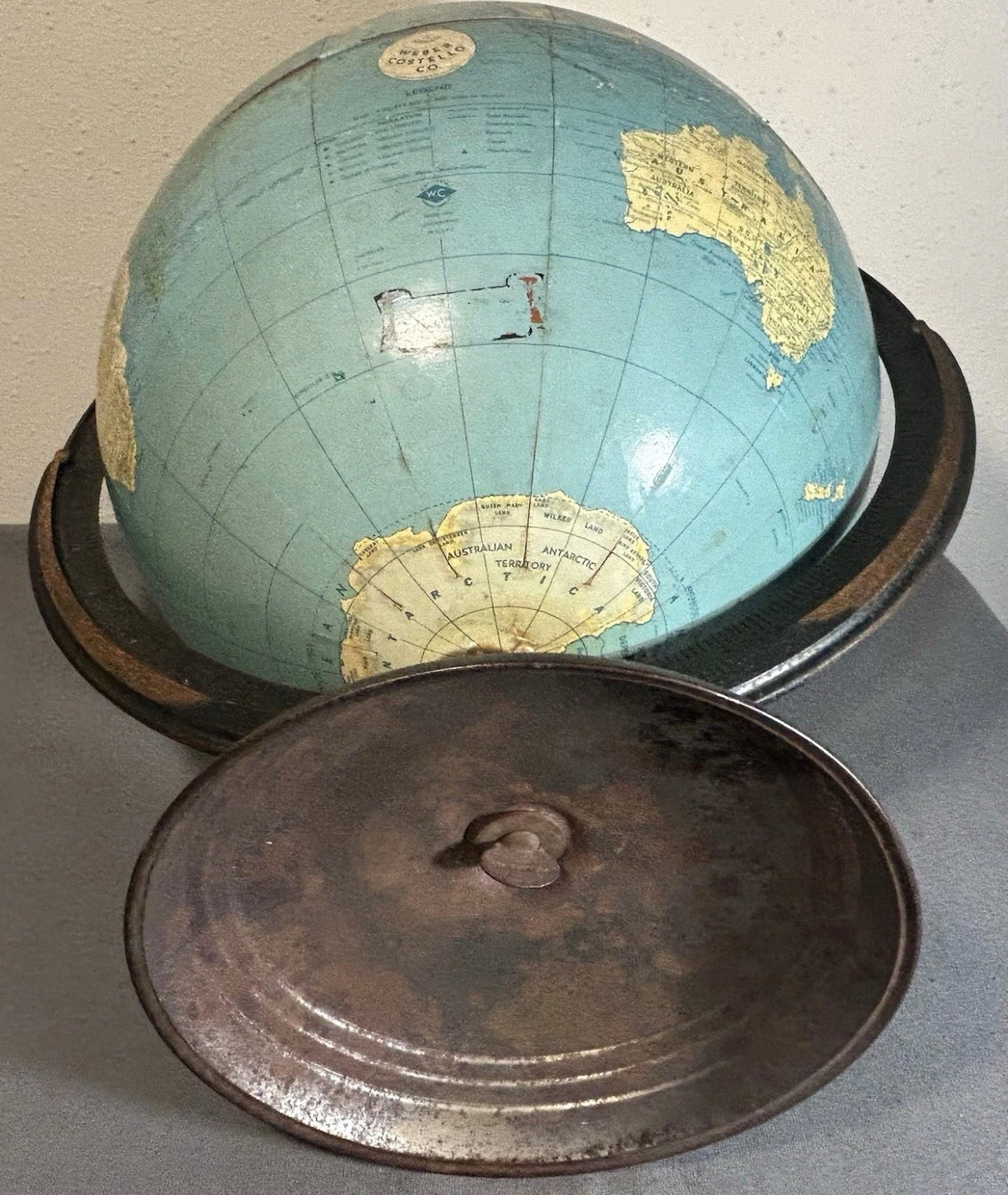 1948 American Weber Costello Co. 12-Inch Peerless Terrestrial Globe on Cast Metal Base