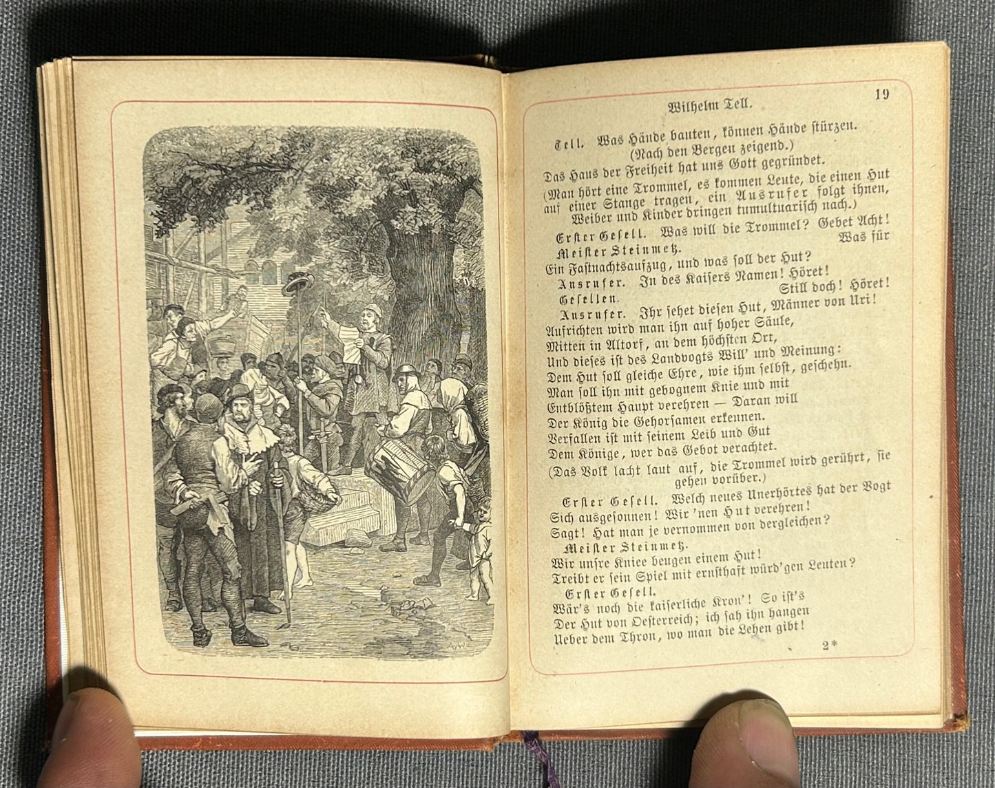 1873 “William Tell” by Schauspiel von Schiller Miniature Hardcover Book Printed in Berlin, Germany