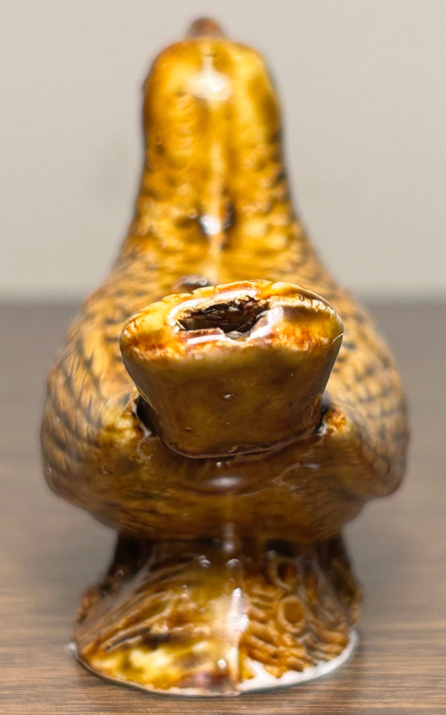 Mid 19th Century English Victorian Staffordshire Treacle Glazed Porcelain Bird Whistle