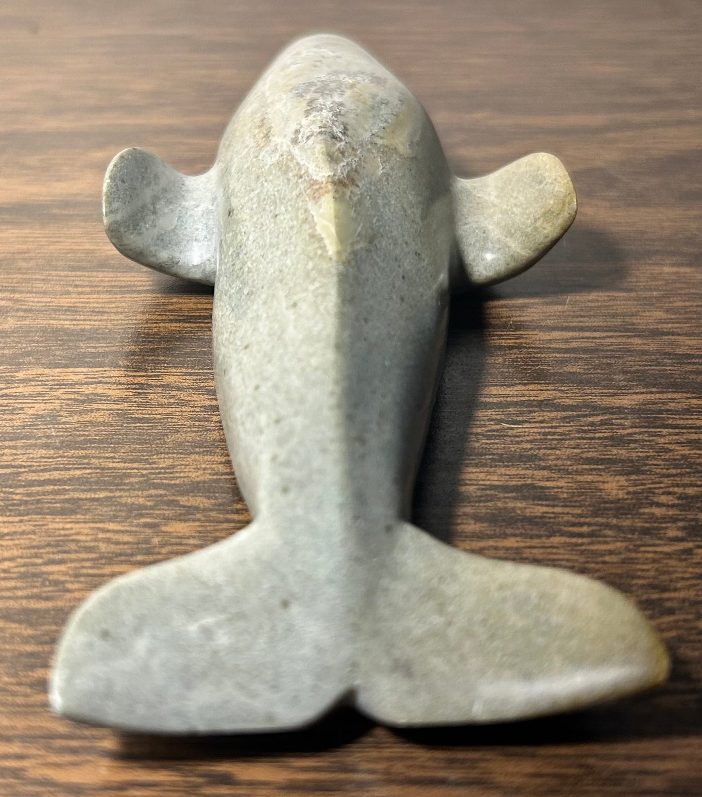 Vintage Canadian Inuit Soapstone Whale Carving by Annie Appaqaq (20th Century)