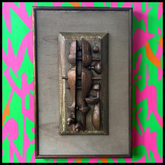 Vintage Jesselyn Benson Zurick - “Golden Acorn II” Mixed Media Assemblage Art (1964) (New Orleans, Louisiana)