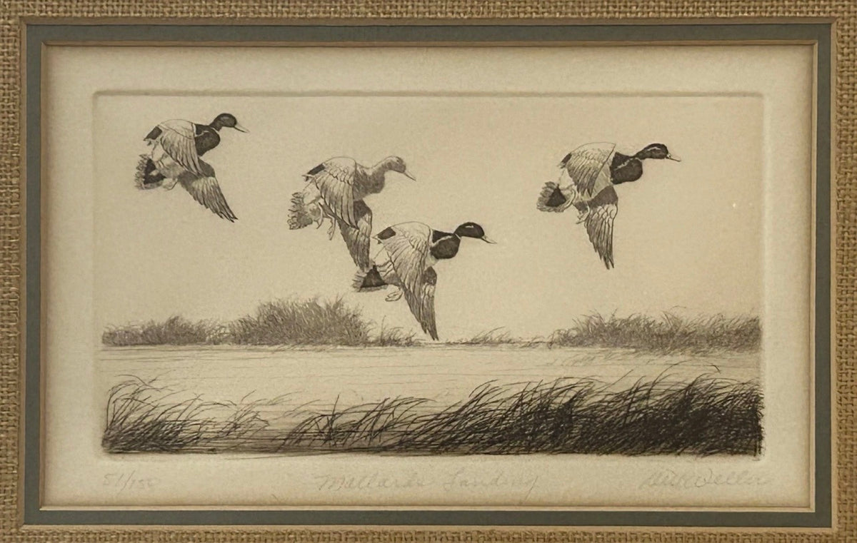 Vintage Circa 1970 Dell Weller - “Mallards Landing” Framed Signed Limited Edition Etching (#51/150) (New Orleans, Louisiana)