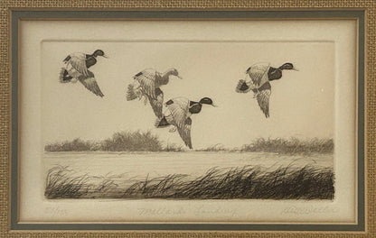 Vintage Circa 1970 Dell Weller - “Mallards Landing” Framed Signed Limited Edition Etching (#51/150) (New Orleans, Louisiana)