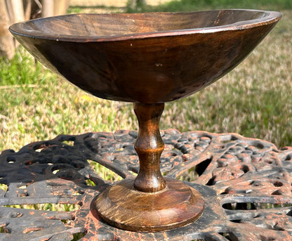 Vintage 1960’s Costa Rican Hand-Painted Floral Motifs Wooden Compote